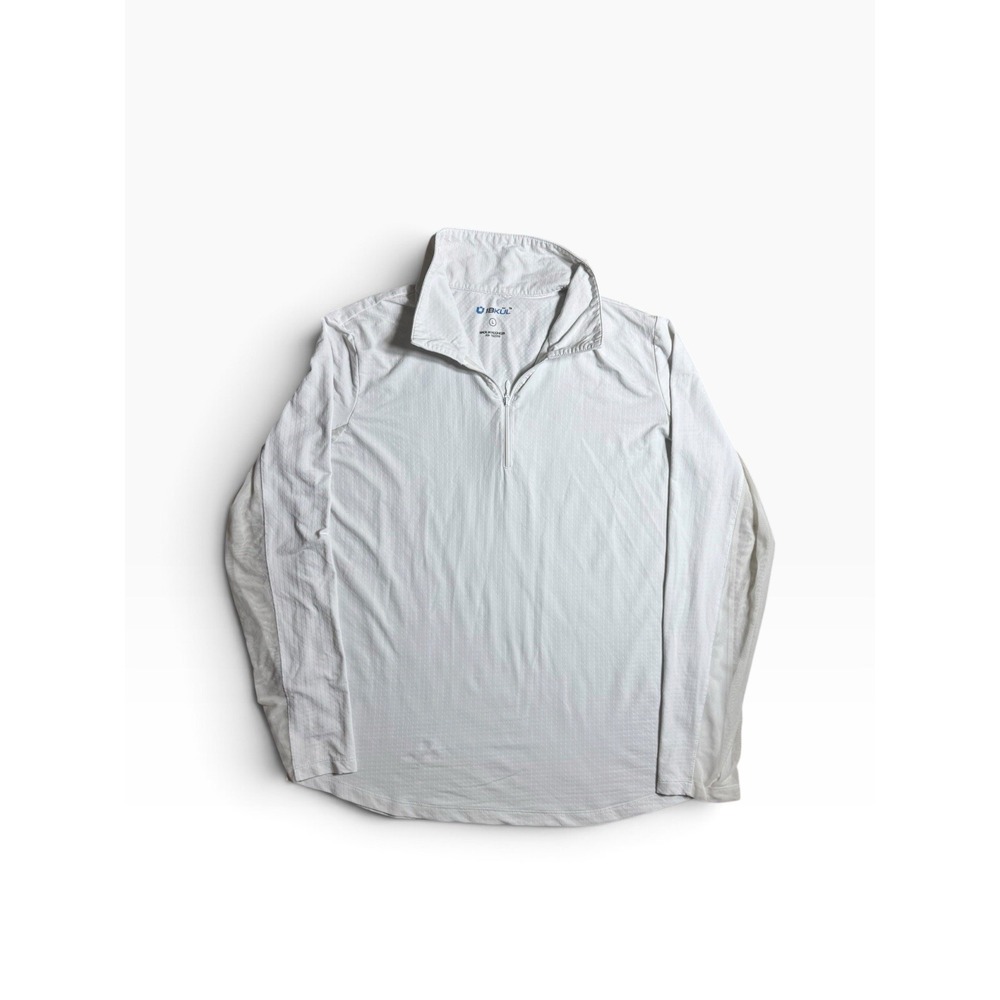 IBKUL White Mock Neck Mesh Sleeve 1/2 Zip Athletic Performance Large